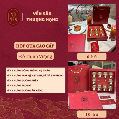 Set Quà Tết Hộp Yến Sào 13gr Yến Tươi 70ml Quà Tặng Thượng Hạng Vũ Yến 10
