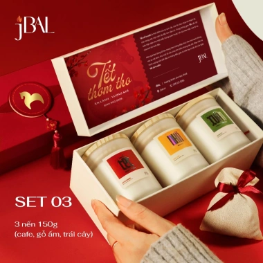 Set quà Tết jBAL - Bộ 3 nến thơm sang trọng, giá ưu đãi 350.000 đồng, giảm từ 427.000