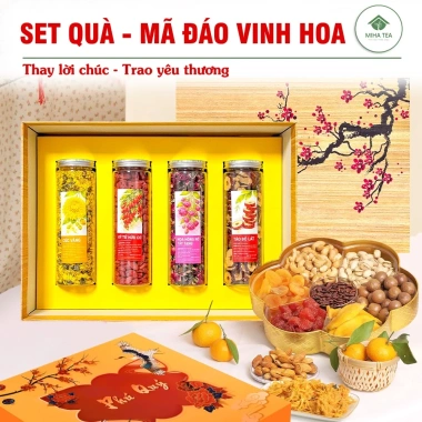Set quà Tết Mã Đáo Vinh Hoa, hộp quà sang trọng, giá 350.000, gửi yêu thương người thân