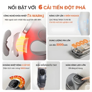 Set Quà Tết Máy Massage Đầu Gối BUMAS M6 Pro Chườm Ấm X‑Warm Khóa Nhiệt 4