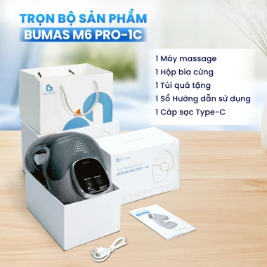Set Quà Tết Máy Massage Đầu Gối BUMAS M6 Pro Chườm Ấm X‑Warm Khóa Nhiệt 10