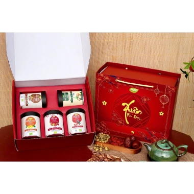Set quà Tết Ngũ Phúc hữu cơ: Táo đỏ, Kỷ tử, Hoa cúc, Hạt Macca, Hạt điều rang muối 542.900đ