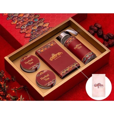 Set quà Tết Nhụy Hoa Nghệ Tây Saffron 0.5g, Đông trùng, Trà táo đỏ - Giá chỉ 250k