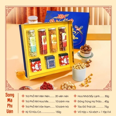 Set quà Tết Song Mã Phi Vân - Hộp trà hoa và thảo mộc sang trọng, tốt sức khỏe, giá ưu đãi 350,000 VND 2