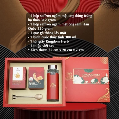 Set quà Tết sức khỏe - Hộp saffron nhụy hoa nghệ tây Kingdom Herb, chỉ 665k