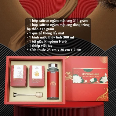 Set quà Tết sức khỏe - Hộp saffron nhụy hoa nghệ tây Kingdom Herb, chỉ 665k