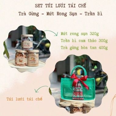 Set Quà Tết Trà Gừng, Mứt Rong Sụn, Trần Bì - Túi Lưới Tái Chế, 419.000 VND 2