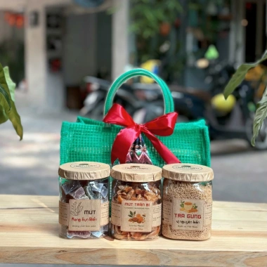 Set Quà Tết Trà Gừng, Mứt Rong Sụn, Trần Bì - Túi Lưới Tái Chế, 419.000 VND 6