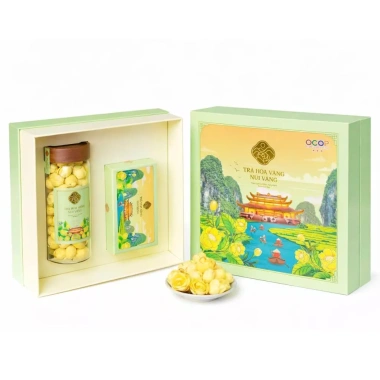 Set quà Tết Trà Hoa Vàng & Núi Vàng - Hộp sang trọng trà sấy lạnh 1.270.000 đồng