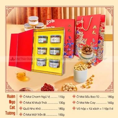 Set quà Tết Xuân Ngọ Cát Tường - Hộp quà truyền thống ô mai, quà tặng người thân, đối tác, chỉ 430.000 giá gốc 516.000