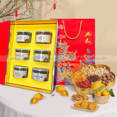 Set quà Tết Xuân Ngọ Cát Tường - Hộp quà truyền thống ô mai, quà tặng người thân, đối tác, chỉ 430.000 giá gốc 516.000