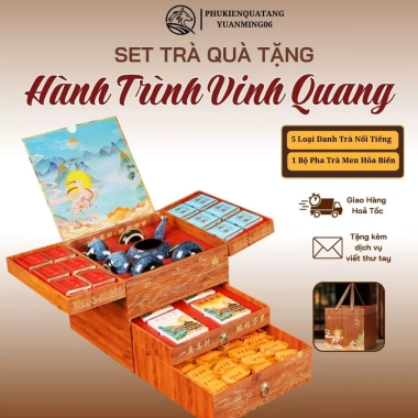 Set Quà Trà Hành Trình Vinh Quang - Bộ Ấm Cao Cấp, Hộp Gỗ Sang Trọng, Quà Biếu Sếp Đối Tác - Giảm giá siêu đặc biệt 870k