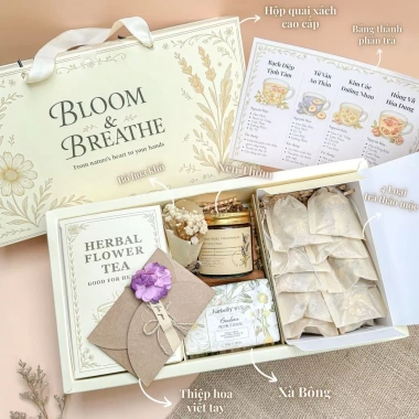 Set quà trà thảo mộc dưỡng nhan nến thơm kèm khăn gấu và thiệp tay KS08 KILIG CHARM 259.000 VND 3