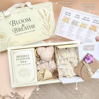 Set quà trà thảo mộc dưỡng nhan nến thơm kèm khăn gấu và thiệp tay KS08 KILIG CHARM 259.000 VND 8