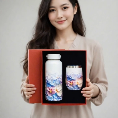 Sét Quà Tri Ân - Bộ Bình Cốc Giữ Nhiệt Ruby Sang Trọng kèm Hộp và Túi xách, 396.000 VND