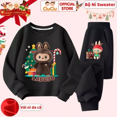 Set Quần Áo Nỉ Giáng Sinh Bé Trai & Gái - Labubu Noel, vải da cá giữ ấm, 296.000₫ 8 Set Quần Áo Nỉ Giáng Sinh Bé Trai & Gái - Labubu Noel, vải da cá giữ ấm, 296.000₫ 8