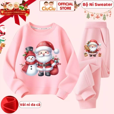 Set Quần Áo Nỉ Giáng Sinh Noel cho Bé Trai & Bé Gái CIUCIU KID Nỉ Da Cá Mềm Giữ Nhiệt 296k 7