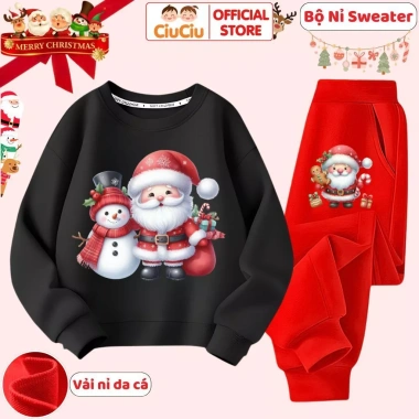 Set Quần Áo Nỉ Giáng Sinh Noel cho Bé Trai & Bé Gái CIUCIU KID Nỉ Da Cá Mềm Giữ Nhiệt 296k 8