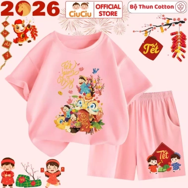Set Quần Áo Tết 2.026 CIUCIU KID cho Bé Trai & Bé Gái - Bộ Thun Cộc Tay Cotton 8