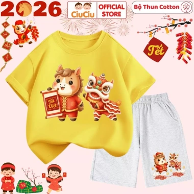 Set Quần Áo Tết Bính Ngọ Múa Lân 2.026 Cho Bé CIUCIU KID - Cộc Tay Thun Cotton Giá Ưu Đãi 179k 7
