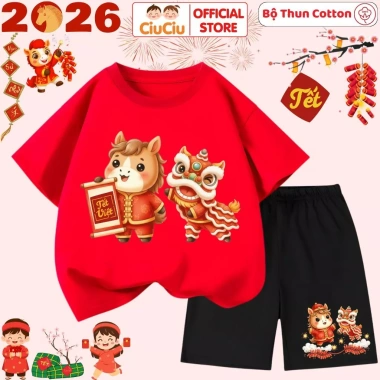 Set Quần Áo Tết Bính Ngọ Múa Lân 2.026 Cho Bé CIUCIU KID - Cộc Tay Thun Cotton Giá Ưu Đãi 179k 10
