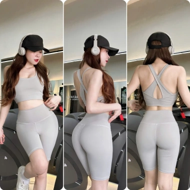 Sét Quần Ngố Áo Bra 2 Dây - Top Gym Yoga Chạy Bộ, Giá Giảm 160.983 VND 6