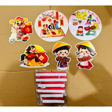 Set quạt bộ 6 sticker Tết 2.026 - Trang trí độc đáo, giá chỉ 10.000 VNĐ