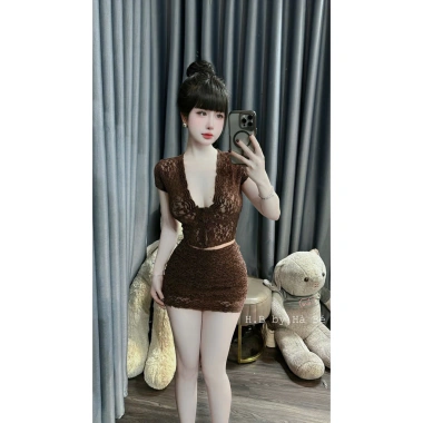 Sét ren áo & chân váy ôm tôn dáng chuẩn, thích hợp đi chơi, làm, du lịch, sang chảnh - Giá chỉ 349.000₫ 4