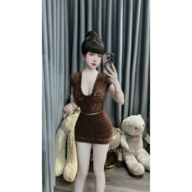 Sét ren áo & chân váy ôm tôn dáng chuẩn, thích hợp đi chơi, làm, du lịch, sang chảnh - Giá chỉ 349.000₫ 9