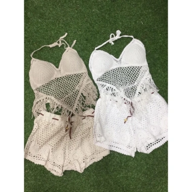 Set ren dệt kim bikini đi biển dáng mới, nhiều màu sexy gợi cảm - 69.000₫