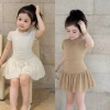 Sét Ren Trắng Nâu Đầm Liền Thân Bé Gái Xòe Chân Váy Cao Cấp, Giá 149.000₫
