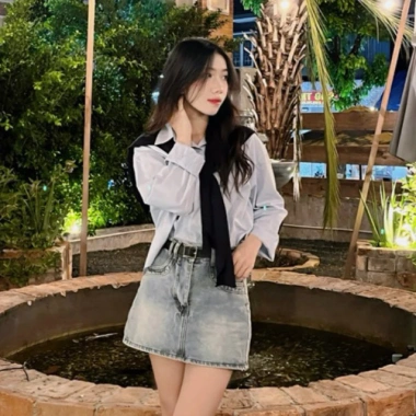 Set sơ mi nữ thêu ngựa, khăn len tách rời chuẩn QC loại 1, giảm 15k chỉ 250k 5