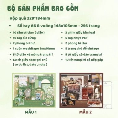 Set sổ tay bullet journal vintage 116 món - Bộ quà tặng scrapbook, giá ưu đãi 140.000₫ 9