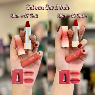 Set Son Thỏi 3CE Hug Me Cashmere - Son môi đậm đà, dưỡng ẩm, giá ưu đãi 420k