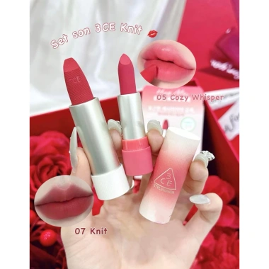 Set Son Thỏi 3CE Hug Me Cashmere - Son môi đậm đà, dưỡng ẩm, giá ưu đãi 420k