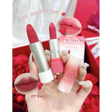 Set Son Thỏi 3CE Hug Me Cashmere - Son môi đậm đà, dưỡng ẩm, giá ưu đãi 420k
