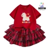 Sét Tết bé gái áo ngắn tay cotton mix, váy Caro đỏ 3 tầng, size 10-30kg - Giá chỉ 237.500 VND 2