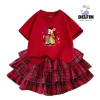 Sét Tết bé gái áo ngắn tay cotton mix, váy Caro đỏ 3 tầng, size 10-30kg - Giá chỉ 237.500 VND 3