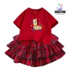 Sét Tết bé gái áo ngắn tay cotton mix, váy Caro đỏ 3 tầng, size 10-30kg - Giá chỉ 237.500 VND 4
