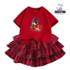 Sét Tết bé gái áo ngắn tay cotton mix, váy Caro đỏ 3 tầng, size 10-30kg - Giá chỉ 237.500 VND 5