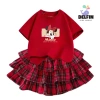 Sét Tết bé gái áo ngắn tay cotton mix, váy Caro đỏ 3 tầng, size 10-30kg - Giá chỉ 237.500 VND 6