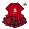 Sét Tết bé gái áo ngắn tay cotton mix, váy Caro đỏ 3 tầng, size 10-30kg - Giá chỉ 237.500 VND 7