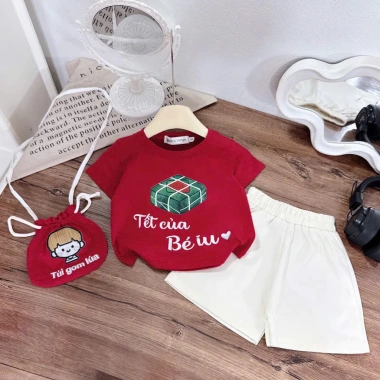 Set Tết bé gái & bé trai kèm túi in hình Tết siêu cưng - 142.000đ (giảm 42.600đ)