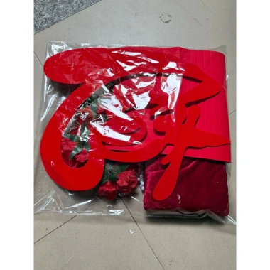 Set Tết hottrend dải lụa quạt sếp và bonus chữ Tết nỉ nhung 50cm Loại 1 giảm giá