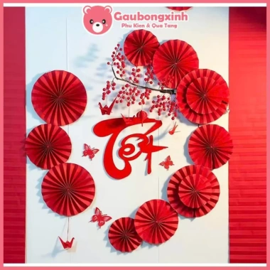 Set Tết Như Ý Mix Quạt Giấy Đỏ Sang Trọng - Trang Trí Tết Lotso Decor VN, Giá 119.000đ (Giảm từ 153.510đ)