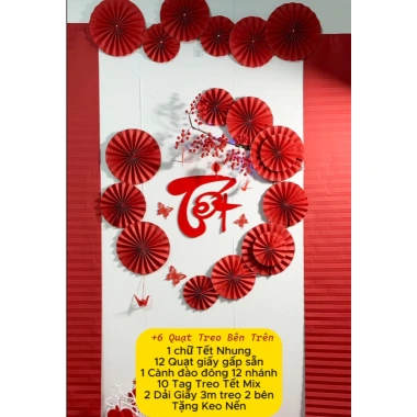 Set Tết Như Ý Mix Quạt Giấy Đỏ Sang Trọng - Trang Trí Tết Lotso Decor VN, Giá 119.000đ (Giảm từ 153.510đ) 8 Set Tết Như Ý Mix Quạt Giấy Đỏ Sang Trọng - Trang Trí Tết Lotso Decor VN, Giá 119.000đ (Giảm từ 153.510đ) 8