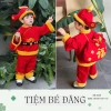 Set Thần Tài Đón Tết cho Bé – Túi Mũ, Túi Tiền Tông Đỏ, Phiên Bản Bắc Nam, Chỉ 300k