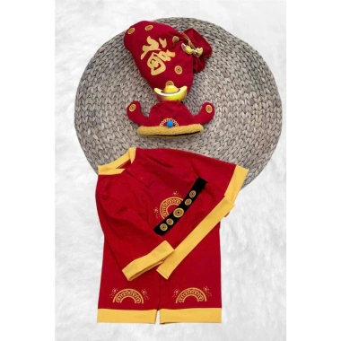 Set Thần Tài Đón Tết cho Bé – Túi Mũ, Túi Tiền Tông Đỏ, Phiên Bản Bắc Nam, Chỉ 300k 3