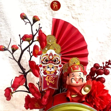 Set tháp bánh Tết + tháp nước ngọt, phụ kiện hoa lá nhũ, tháp bia đầy đủ - Giá chỉ 63.200₫ (giảm từ 81.528₫)
