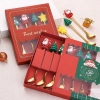 Set thìa dĩa Giáng Sinh Ngôi sao Tuần lộc mạ vàng 3D Cốc Cốc quà tặng trà bánh 2